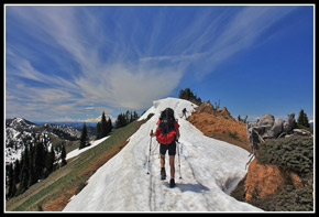 Kolleen Approaching The Summit Of DeRoux Peak